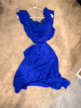 Women's Royal Blue Ruffled Waist Dress